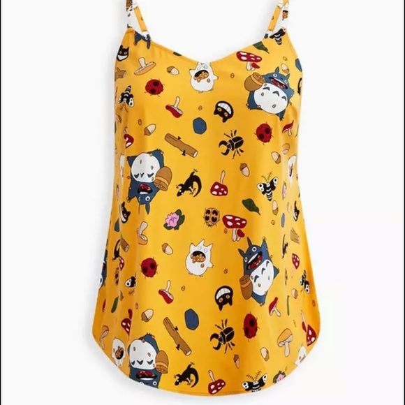 Retired! Studio Ghibli Totoro Ava Cami - Stretch Challis Yellow - Picture 2 of 9